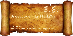 Breszlauer Emilián névjegykártya
